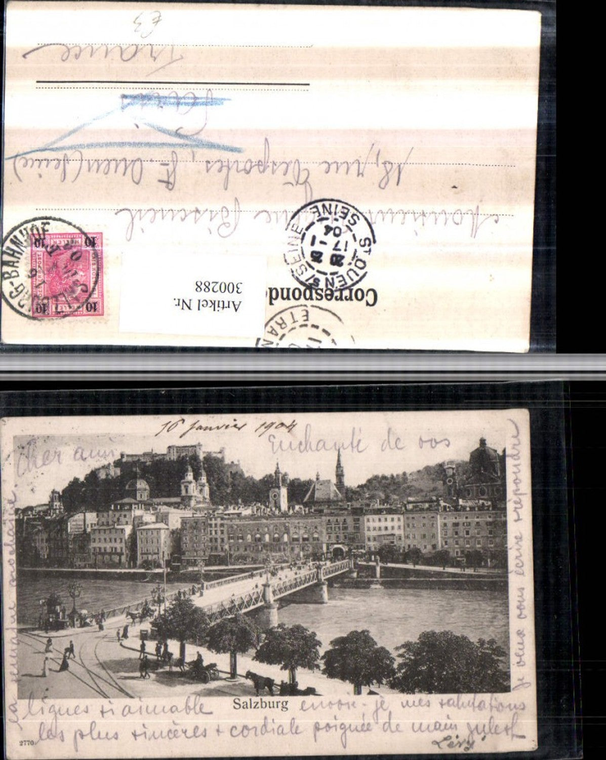 300288,Salzburg Teilansicht Brücke m. Festung