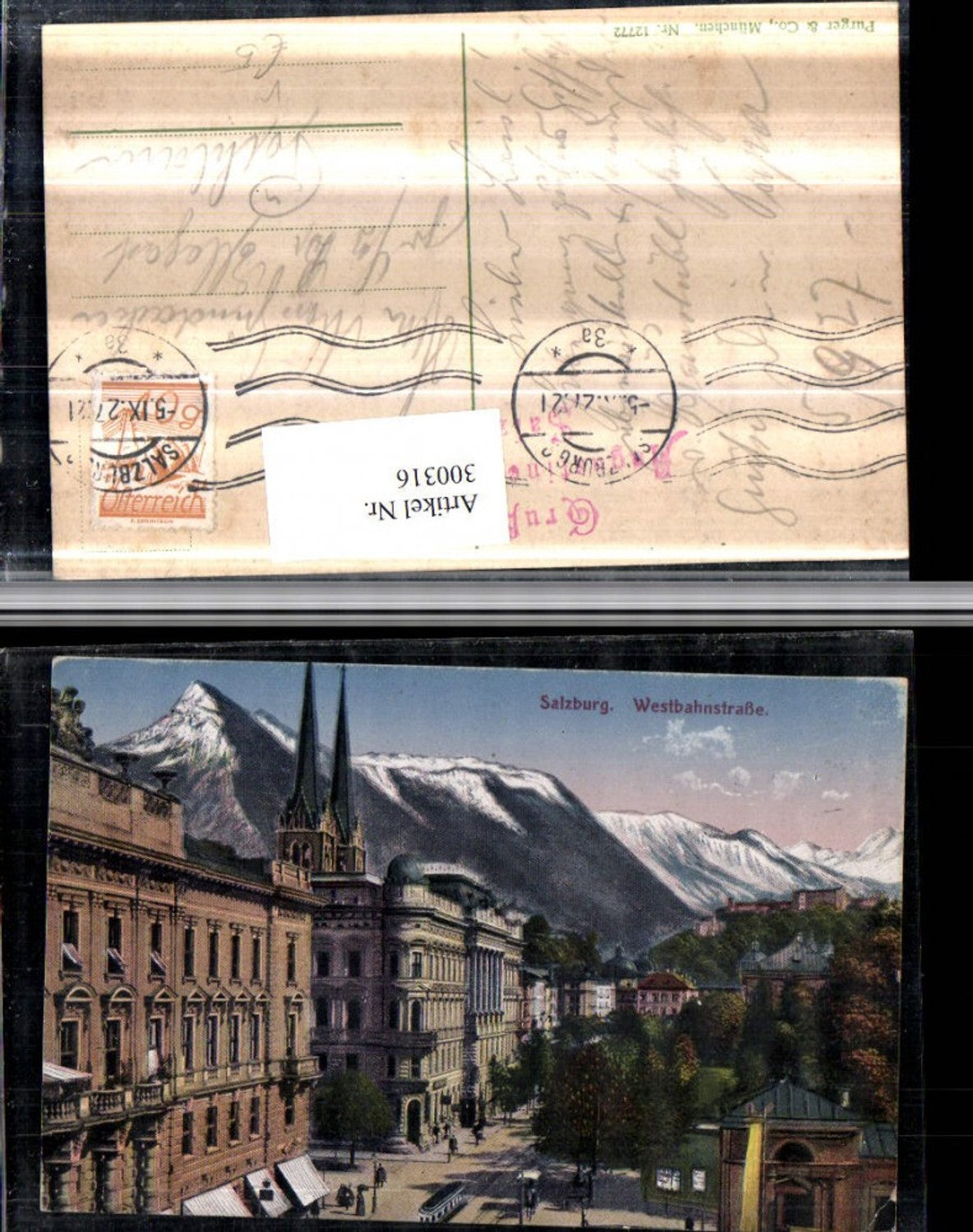 300316,Salzburg Westbahnstraße Kirchentürme Bergkulisse pub Purger & Co 12772