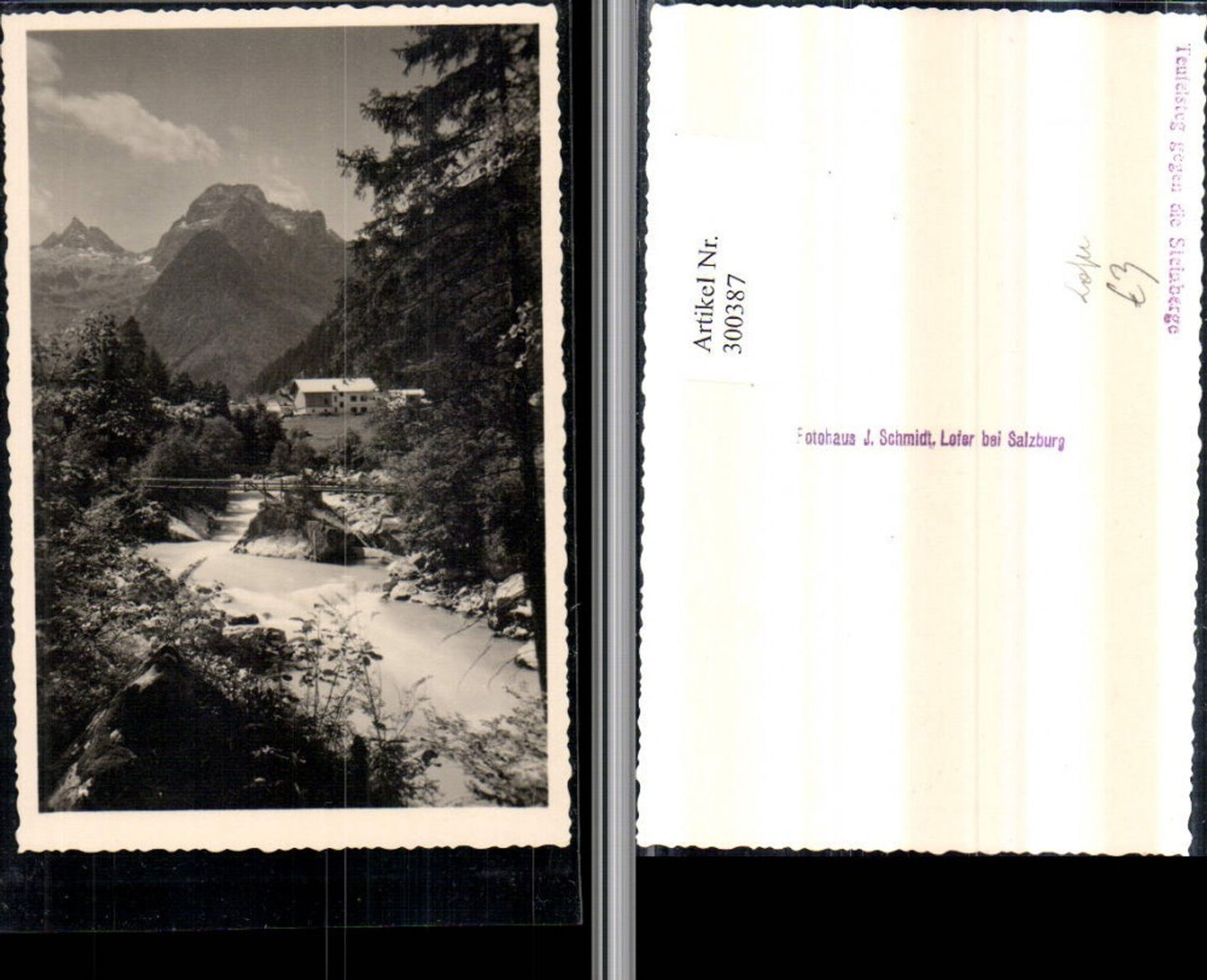 300387,Teufelsteg Brücke geg. Steinberge b. Lofer Bergkulisse