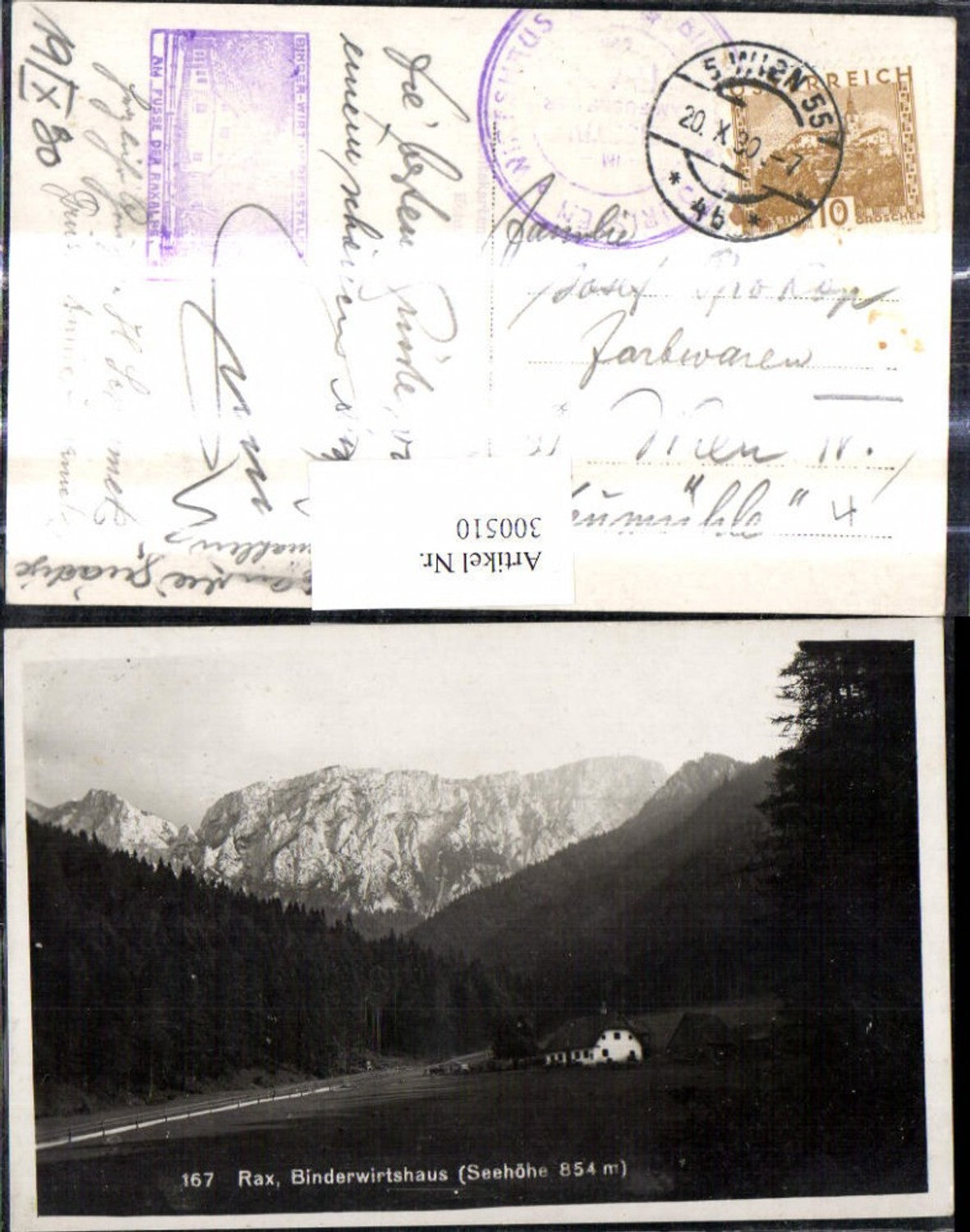 300510,Foto Ak Raxalpe Binders Wirtshaus Naßwald Schwarzau