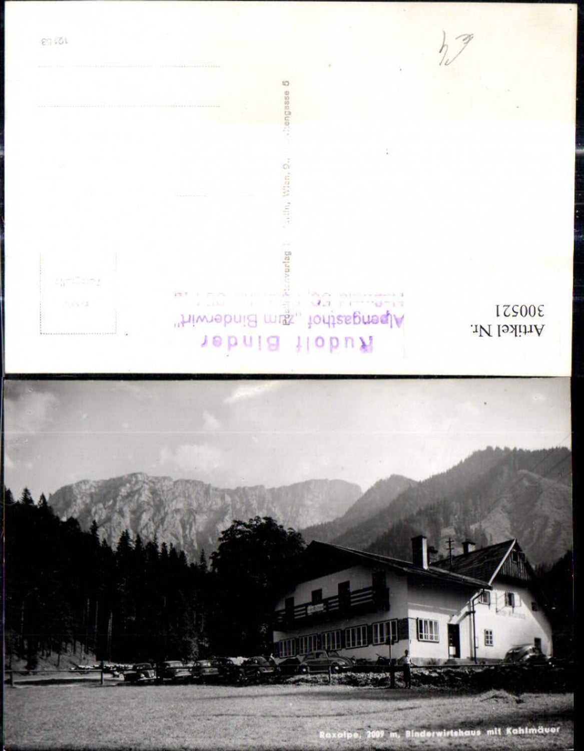 300521,Foto Ak Rax Binder Wirtshaus i. Reisstal geg. Kahlmäuer Naßwald Auto VW Käfer
