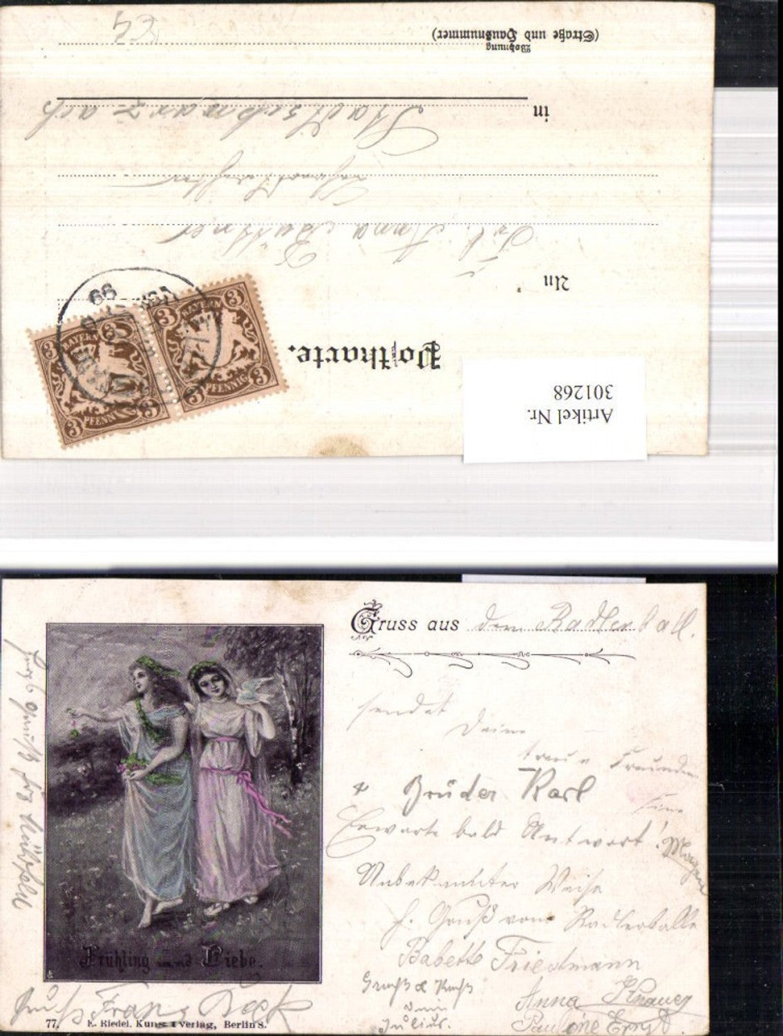 301268,Künstler Ak Frauen m. Taube Blumenkranz i. Haar Frühling u. Liebe Passepartout