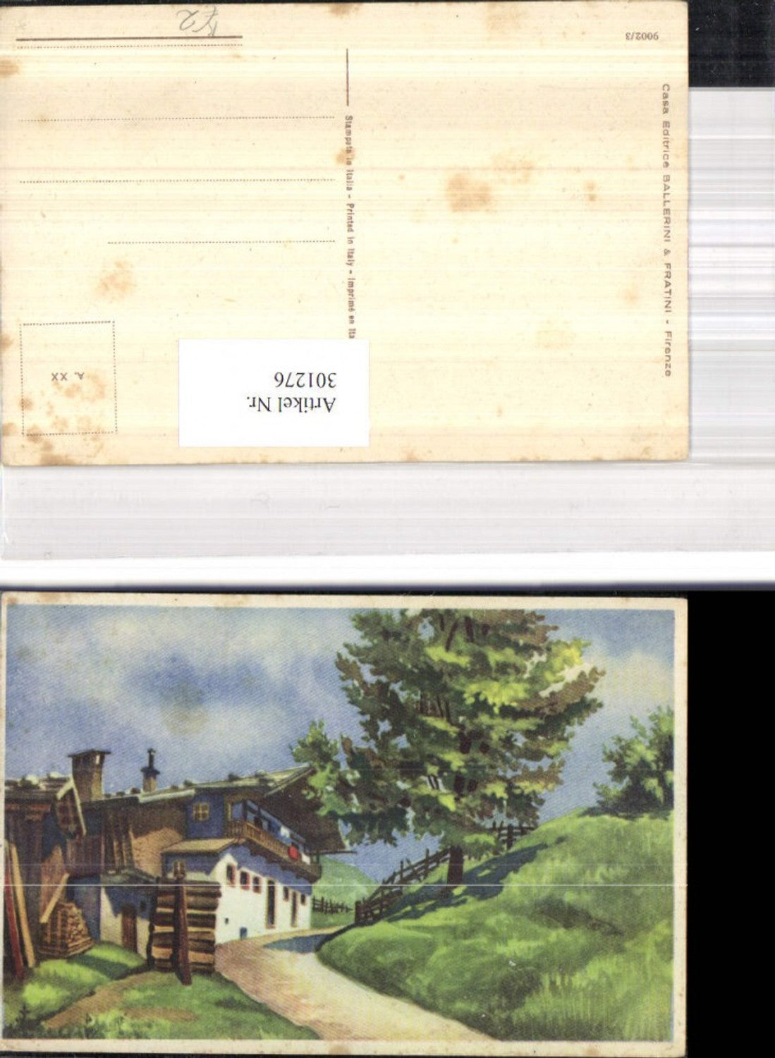 301276,Künstler Ak Allip unsign. Bergbauernhof Bauernhaus Weg Landschaft