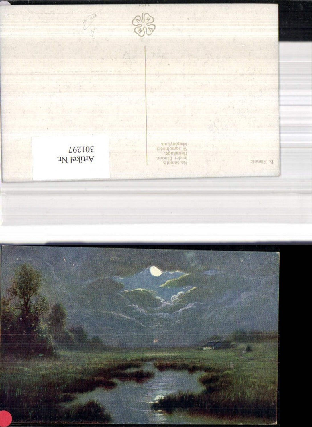 301297,Künstler Ak B. Klimes In der Einöde Haus Fluss Landschein b. Mondschein