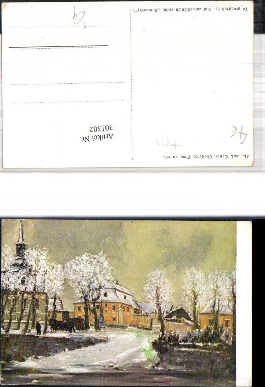 301302,Künstler Ak Cenek Chodera Zima na vsi Kutsche Winterdorf