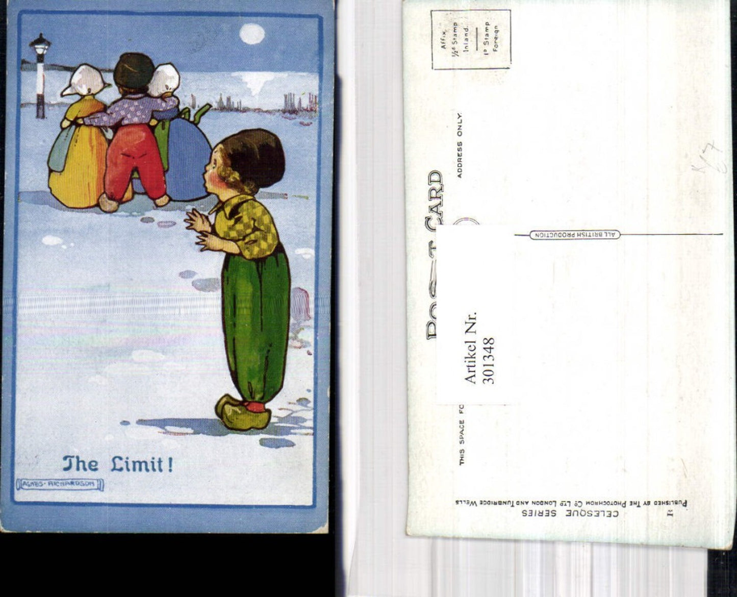 301348,Künstler Ak Agnes Richardson The Limit Kinder Niederländischer Typ Laterne Mond