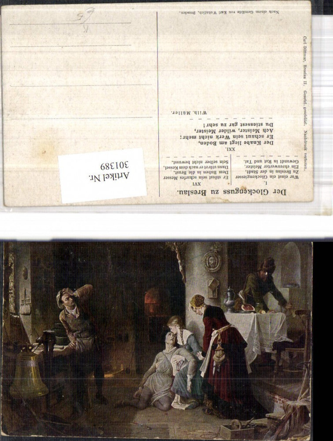 301389,Künstler Ak Karl Wohnlich Der Glockenguss zu Breslau