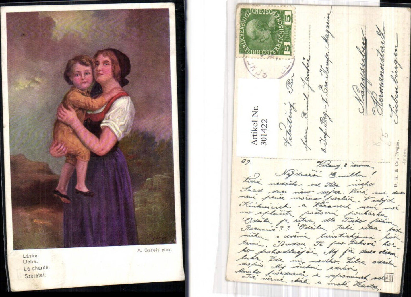 301422, Artist Ak A. Gareis, Love Mother with Child
