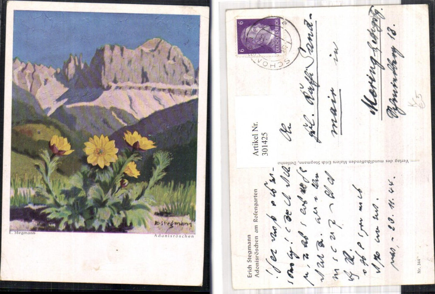 301425,Künstler Ak Erich Stegmann Adonisröschen a. Rosengarten Blumen