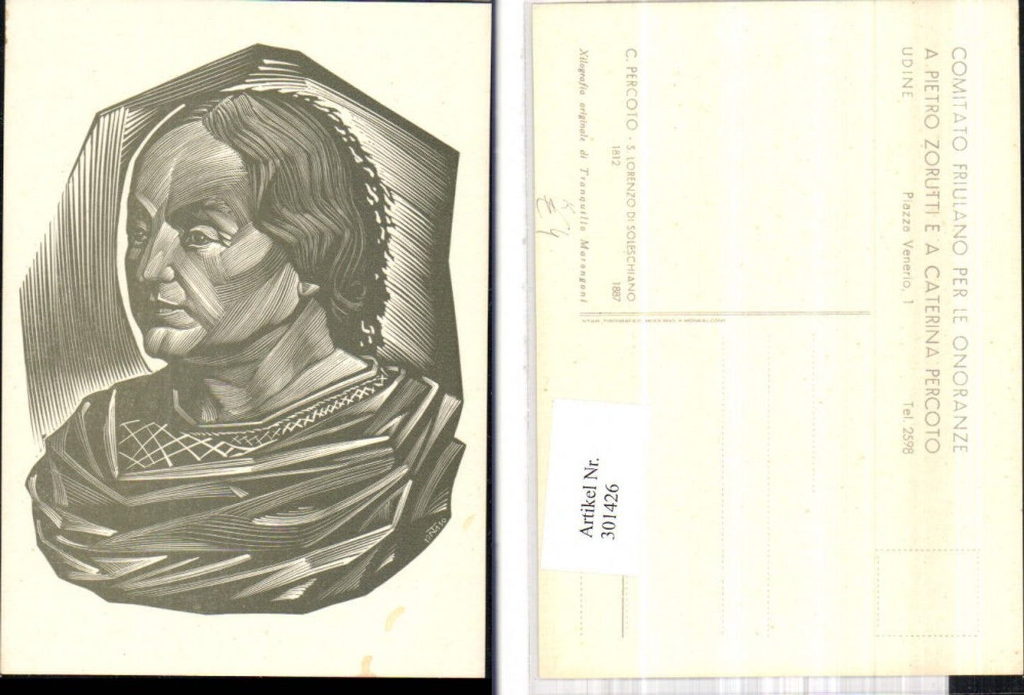 301426,Künstler Ak C. Percoto S. Lorenzo di Soleschiano Frau Portrait