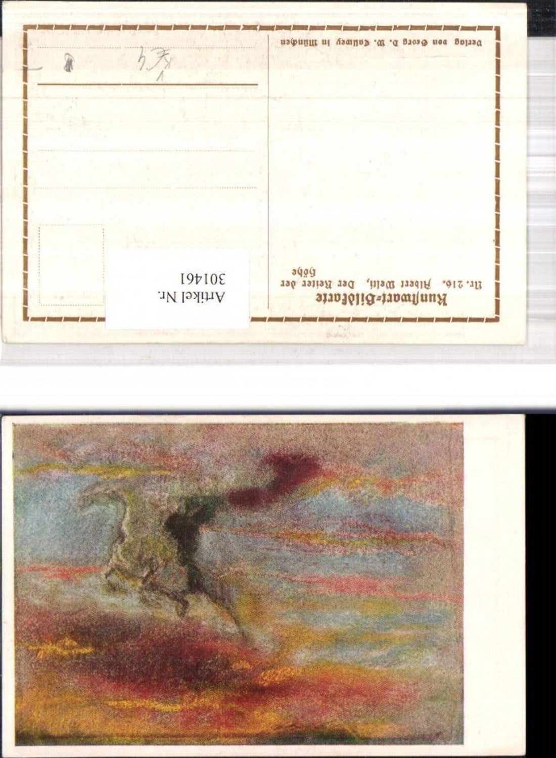 301461,Künstler Ak Albert Welti Der Reiter der Höhe pub Kunstwart 216