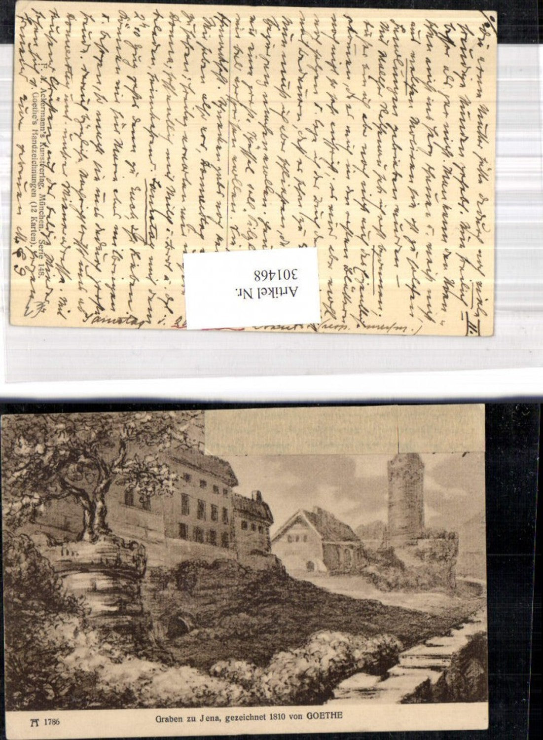 301468,Künstler Ak Goethe Handzeichnung Graben z. Jena pub F. A. Ackermann 148