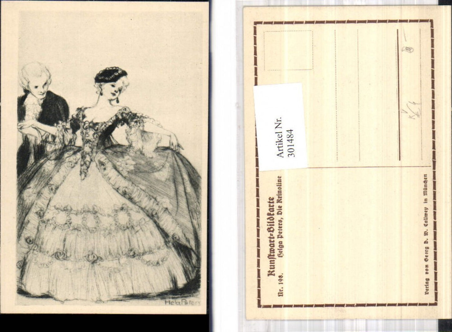 301484,Künstler Ak Helga Peters Die Krinoline Frau Rock Kleid Mode pub Kunstwart 198
