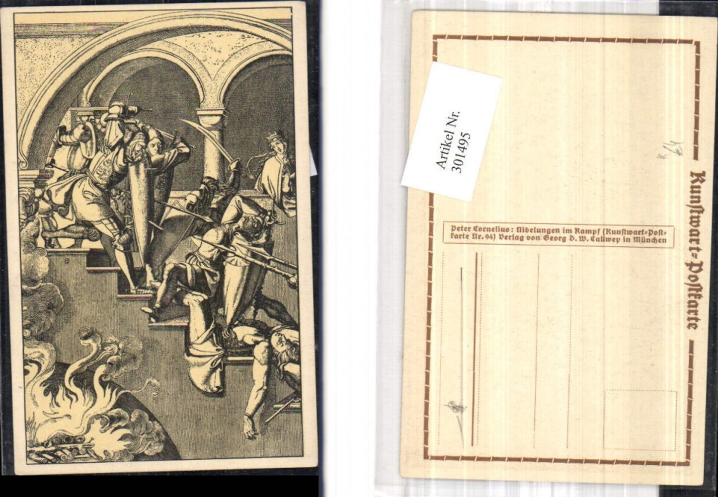 301495,Künstler Ak Peter Cornelius Nibelungen im Kampf pub Kunstwart 94
