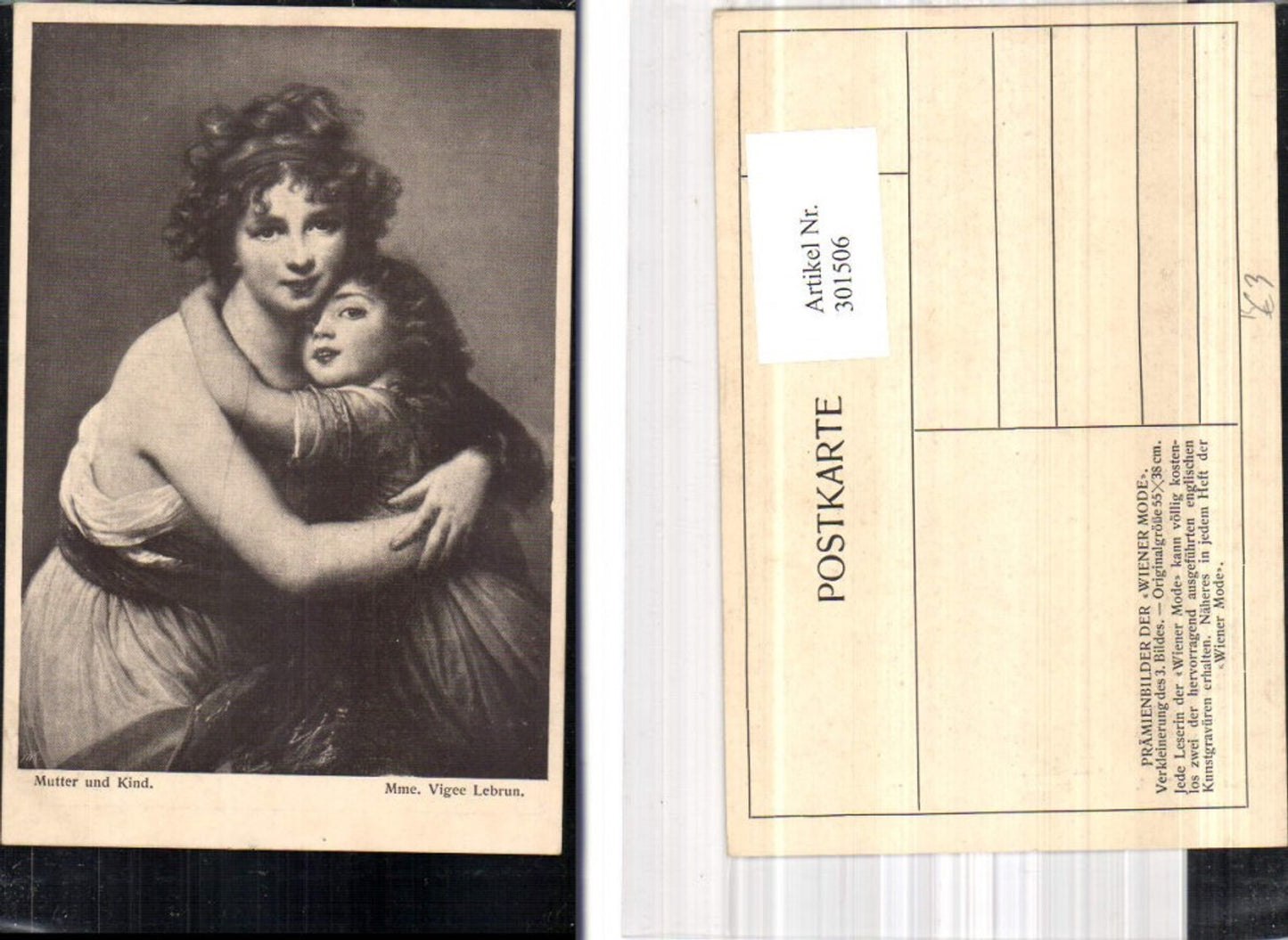 301506,Künstler Ak Mme. Vigee Lebrun Mutter u. Kind