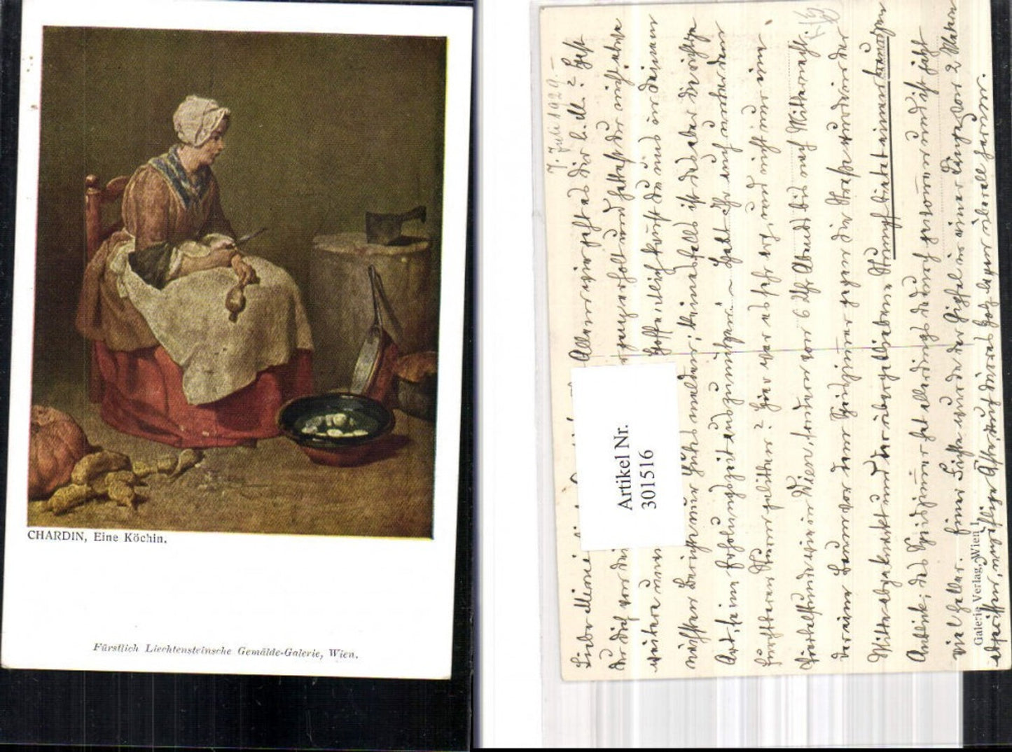 301516,Künstler Ak Chardin Eine Köchin Frau a. Gemüseputzen Topf