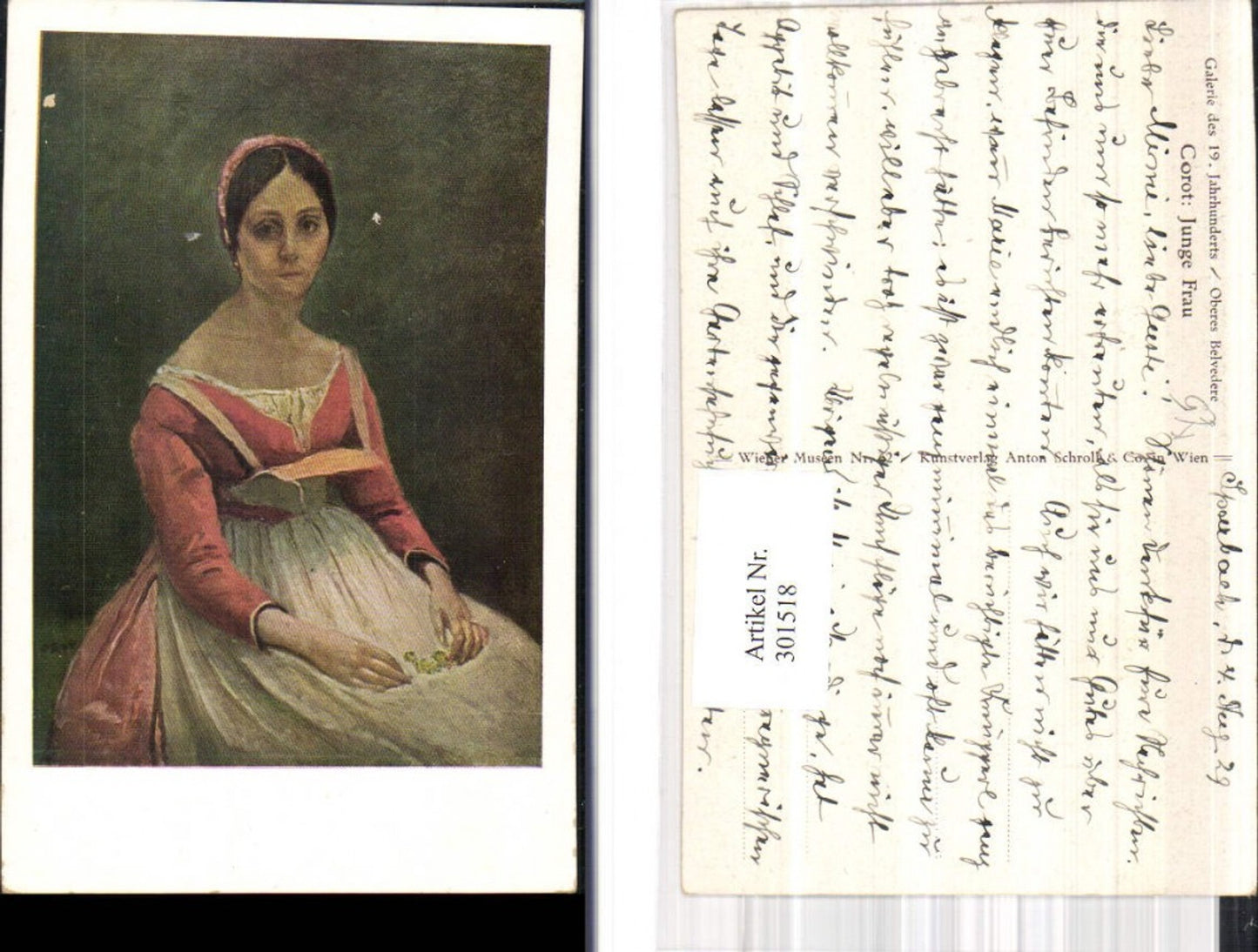 301518,Künstler Ak Corot Junge Frau Portrait