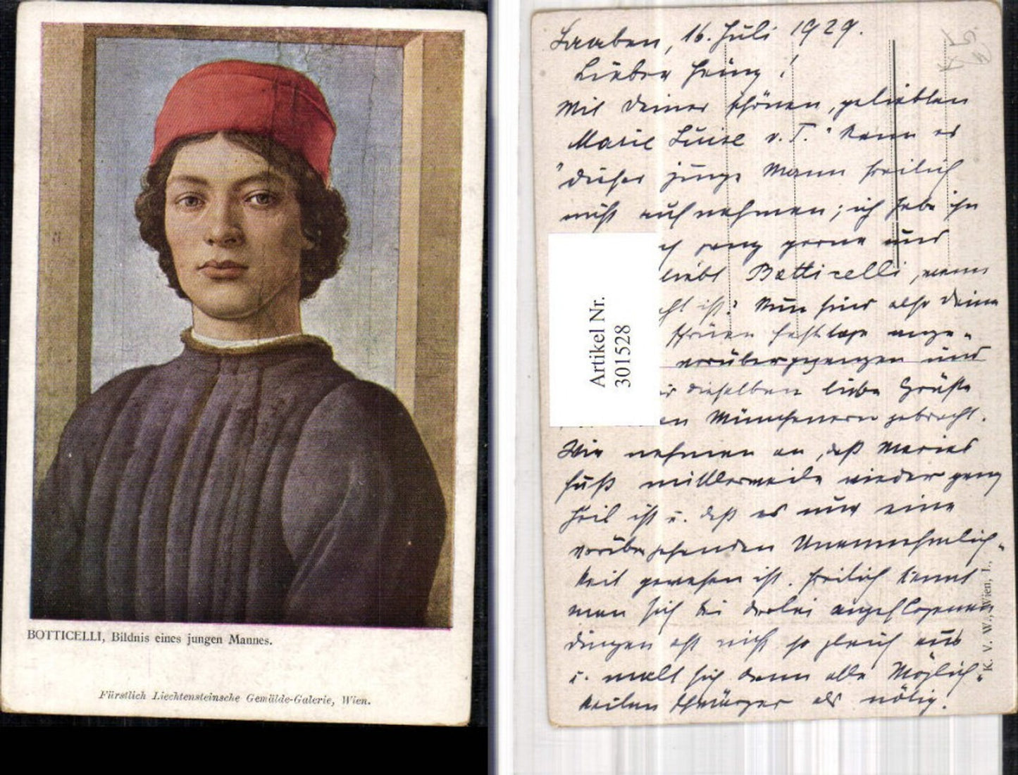 301528,Künstler Ak Botticelli Bildnis eines jungen Mannes Portrait