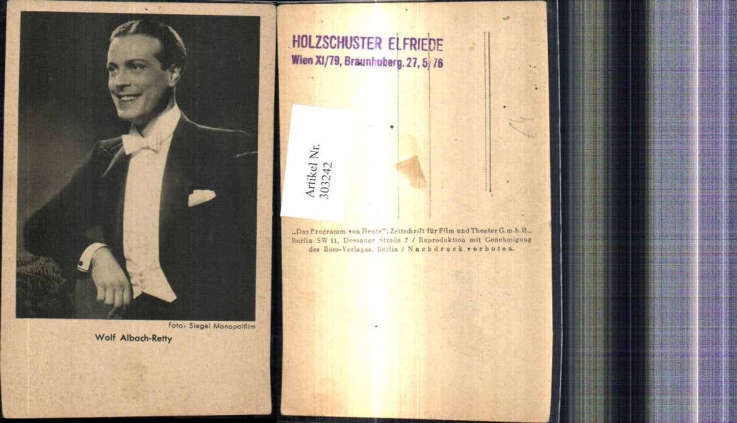 303242,Wolf Albach-Retty Schauspieler pub Ross