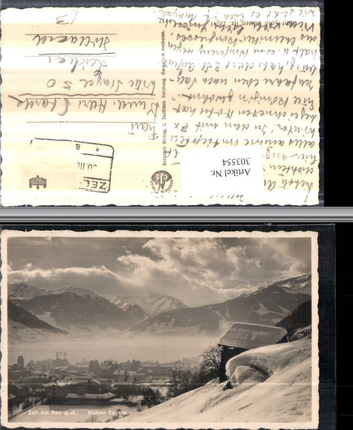 303554,Zell am See Teilansicht geg. Hohe Tauern Bergkulisse Winterbild