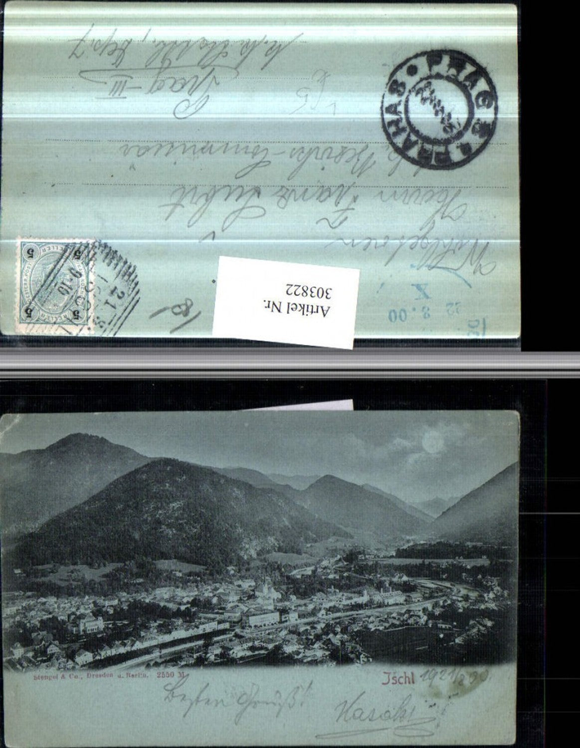 303822,Mond Litho Bad Ischl Totale Bergkulisse pub Stengel & Co 2550