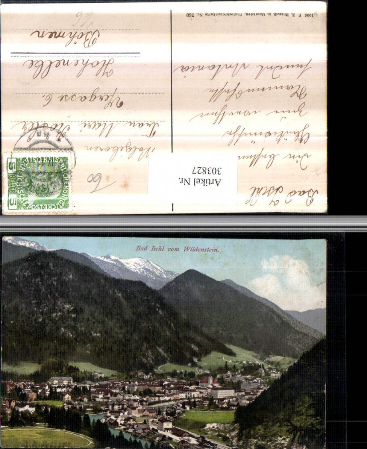 303827,Bad Ischl Totale vom Wildenstein Bergkulisse pub F. E. Brandt 760