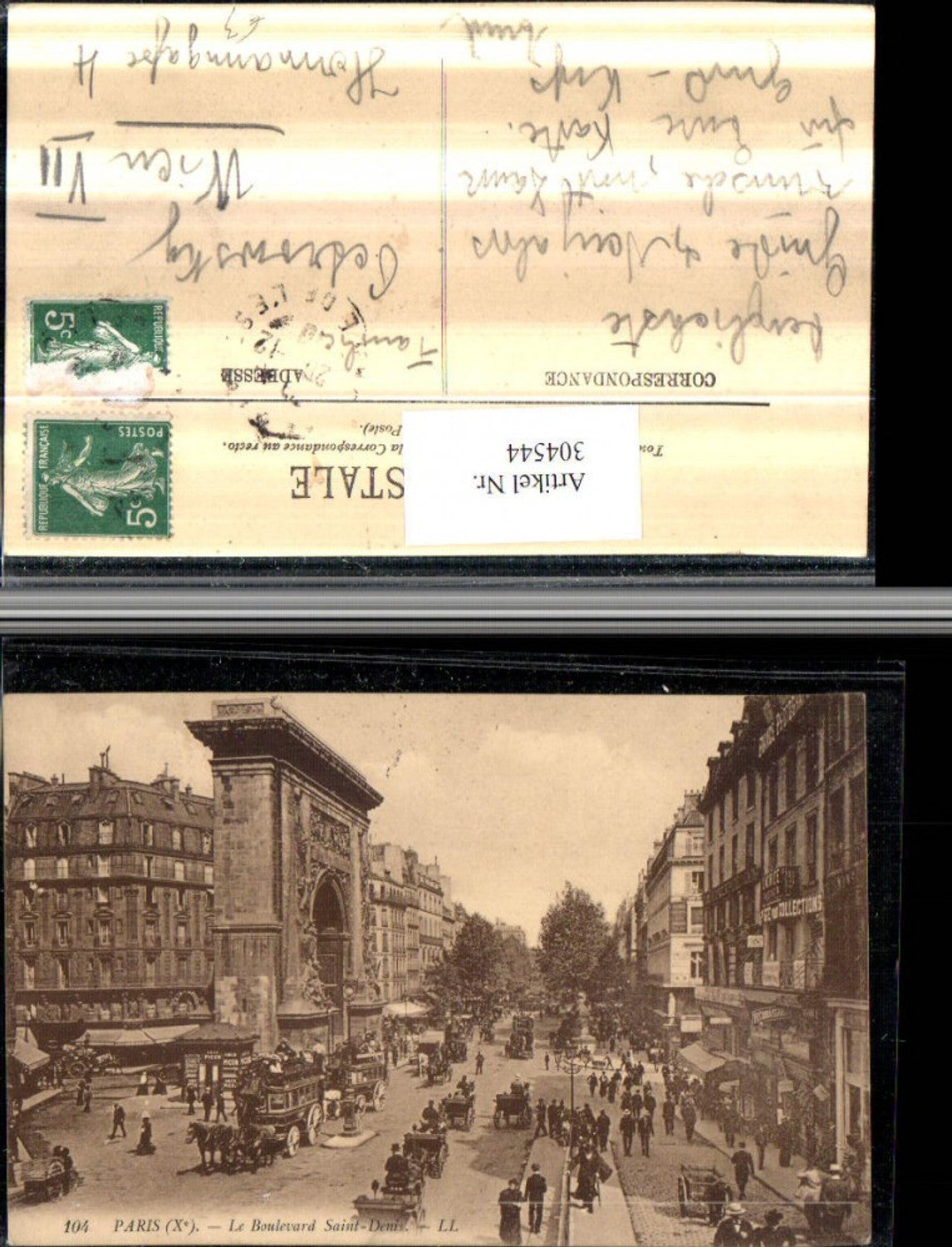 304544,Paris Le Boulevard Saint-Denis Straßenansicht Geschäfte Kutschen