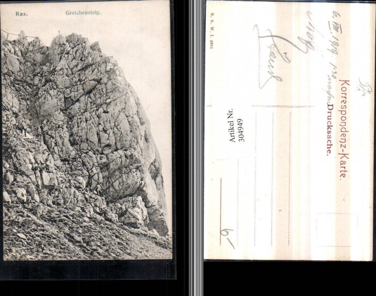 304949,Rax Gretchensteig b. Reichenau Prein pub Brüder Kohn B.K.W.I. 2881