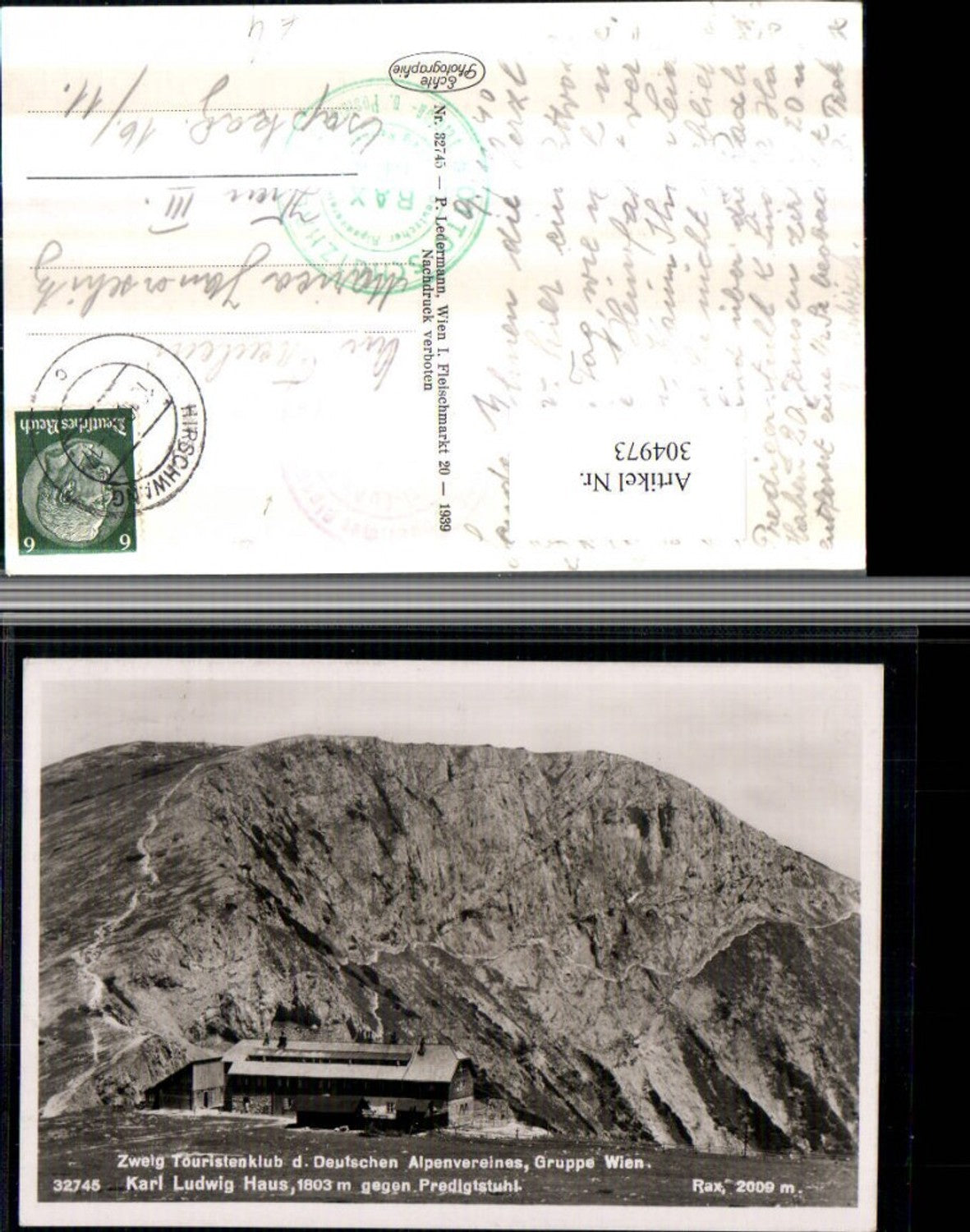 304973,Rax Karl Ludwig-Haus Berghütte geg. Predigtstuhl b. Prein Bergkulisse