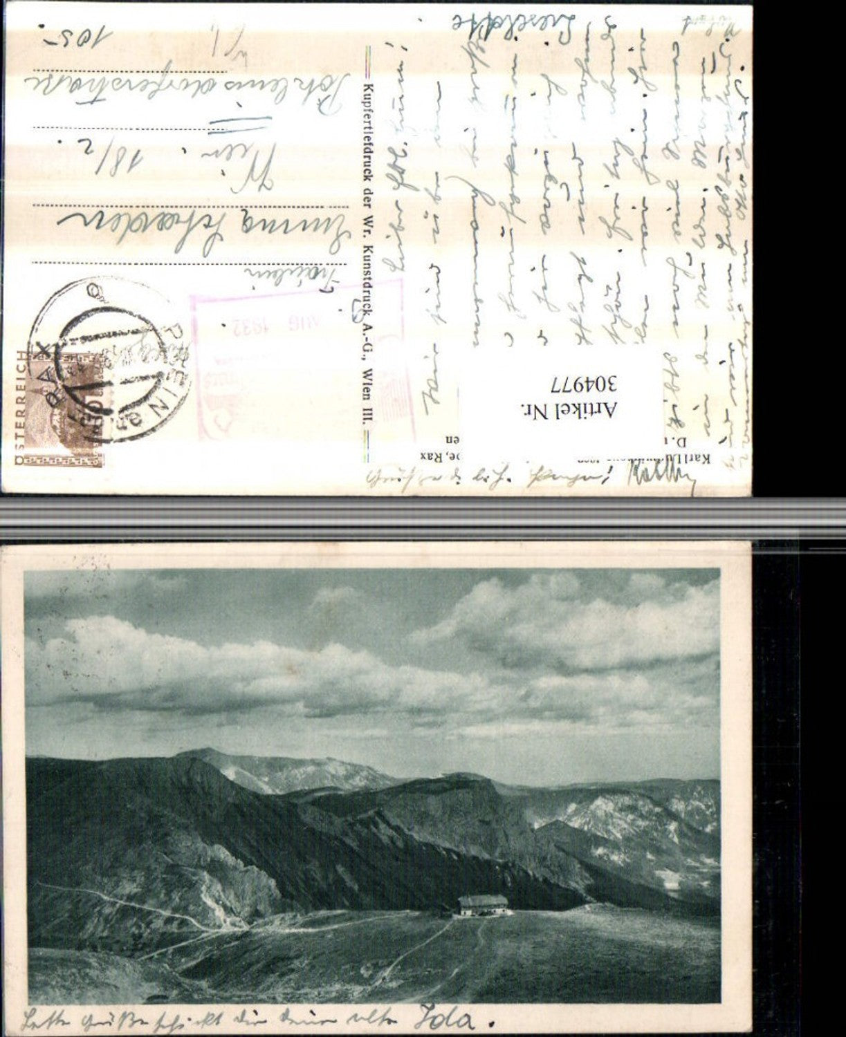 304977,Karl Ludwig-Haus Berghüte von d. Heukoppe b. Prein Bergkulisse