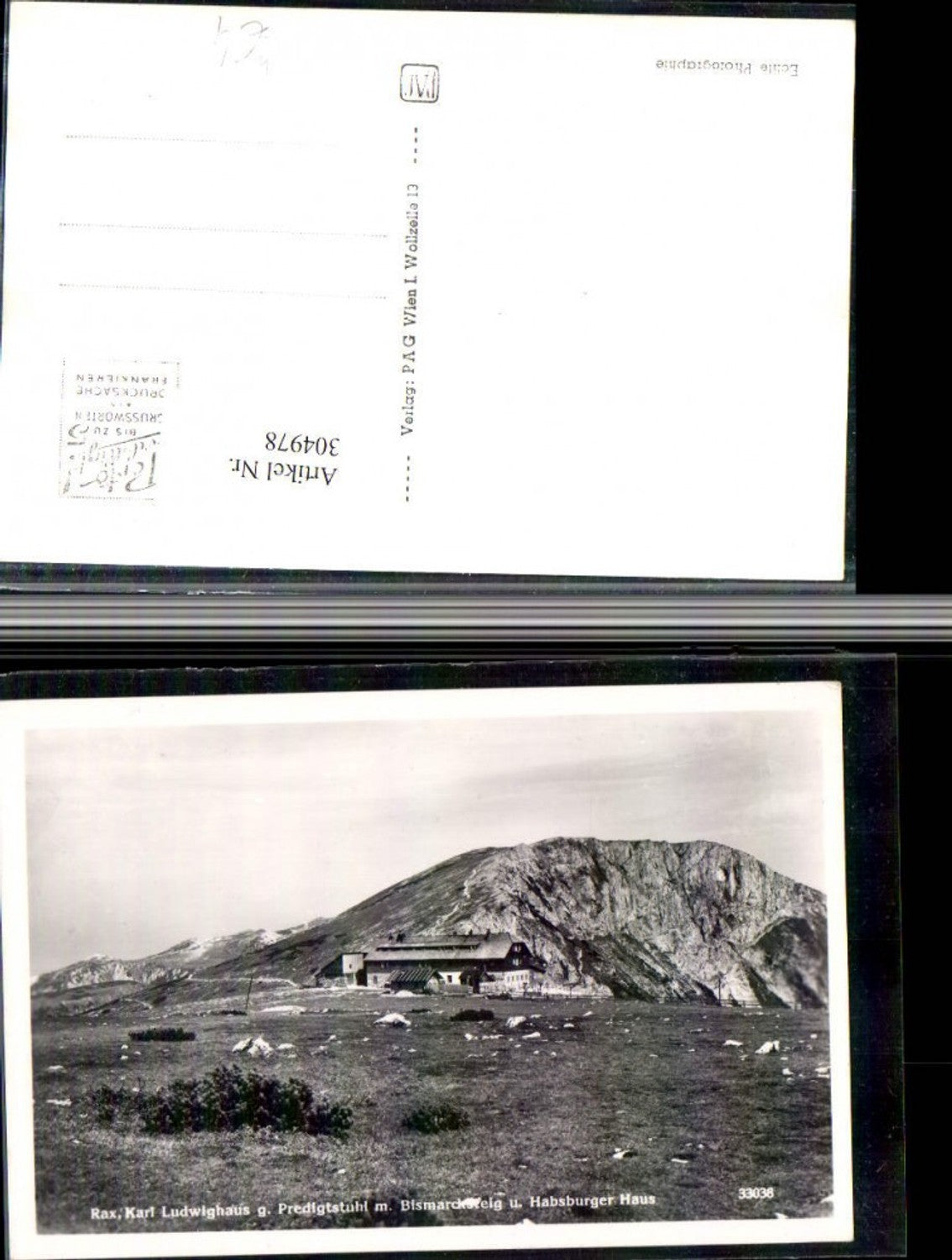 304978,Rax Karl Ludwig-Haus Berghütte geg. Predigtstuhl Bergkulisse b. Prein