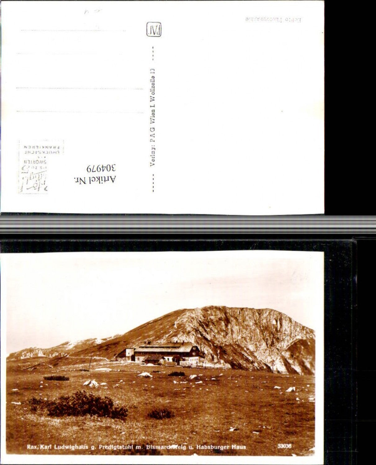 304979,Rax Karl Ludwig-Haus Berghütte geg. Predigtstuhl Bergkulisse b. Prein
