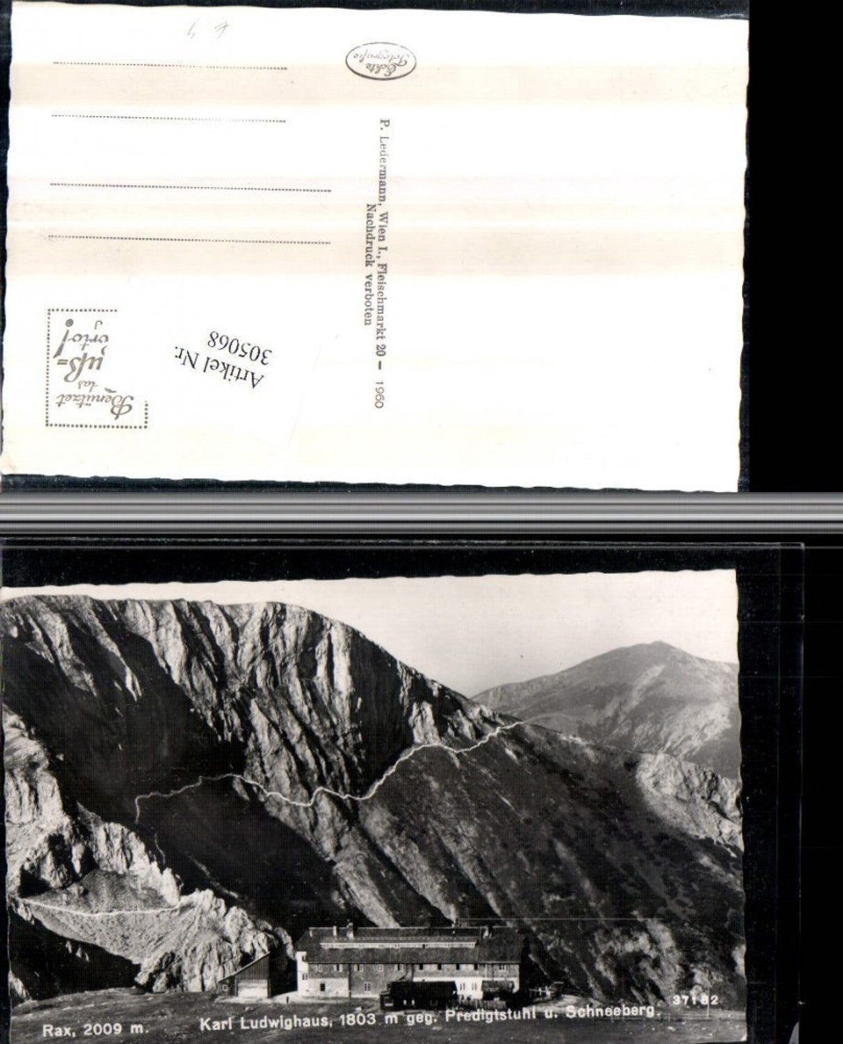 305068, Rax Karl Ludwig-Haus mountain hut near Prein opposite Predigtstuhl and Schneeberg mountain scenery