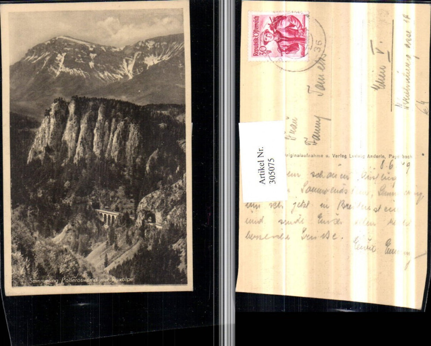 305075,Semmering Polleroswand m. Raxalpe Viadukt Bergkulisse