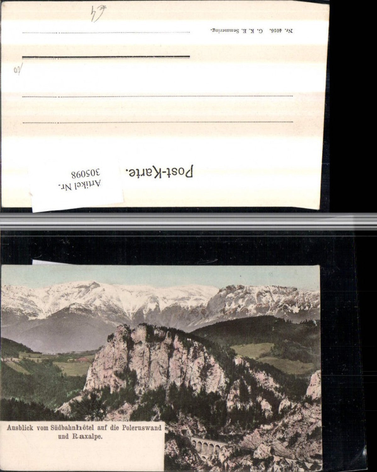 305098,Semmering Ausblick v. Südbahnhotel auf Polleroswand u. Raxalpe Bergkulisse