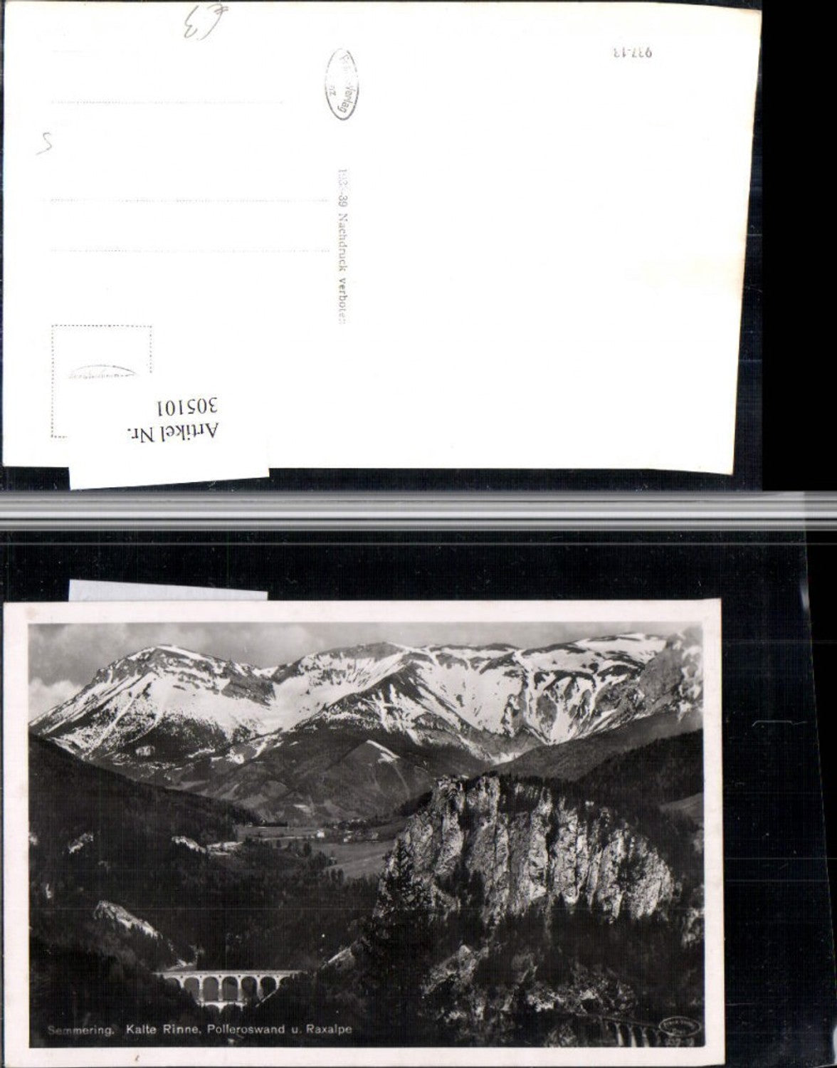 305101,Semmering Kalte Rinne Viadukt m. Polleroswand u. Raxalpe Bergkulisse