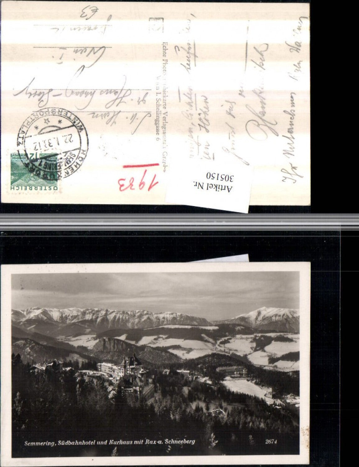 305150,Semmering Südbahnhotel u. Kurhaus m. Rax u. Schneeberg Bergkulisse