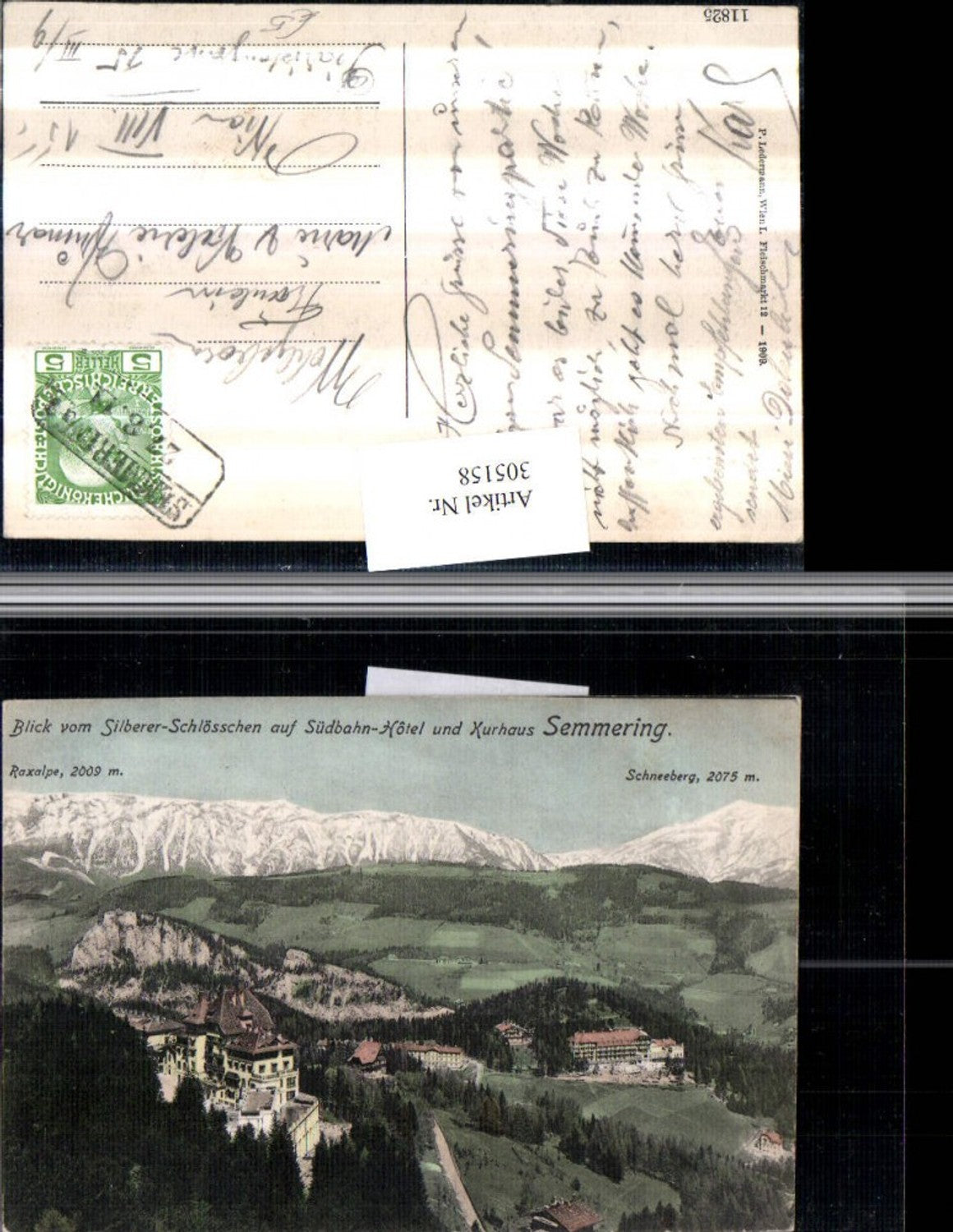 305158,Semmering Blick v. Silberer-Schlösschen auf Südbahnhotel u. Kurhaus Bergkulisse