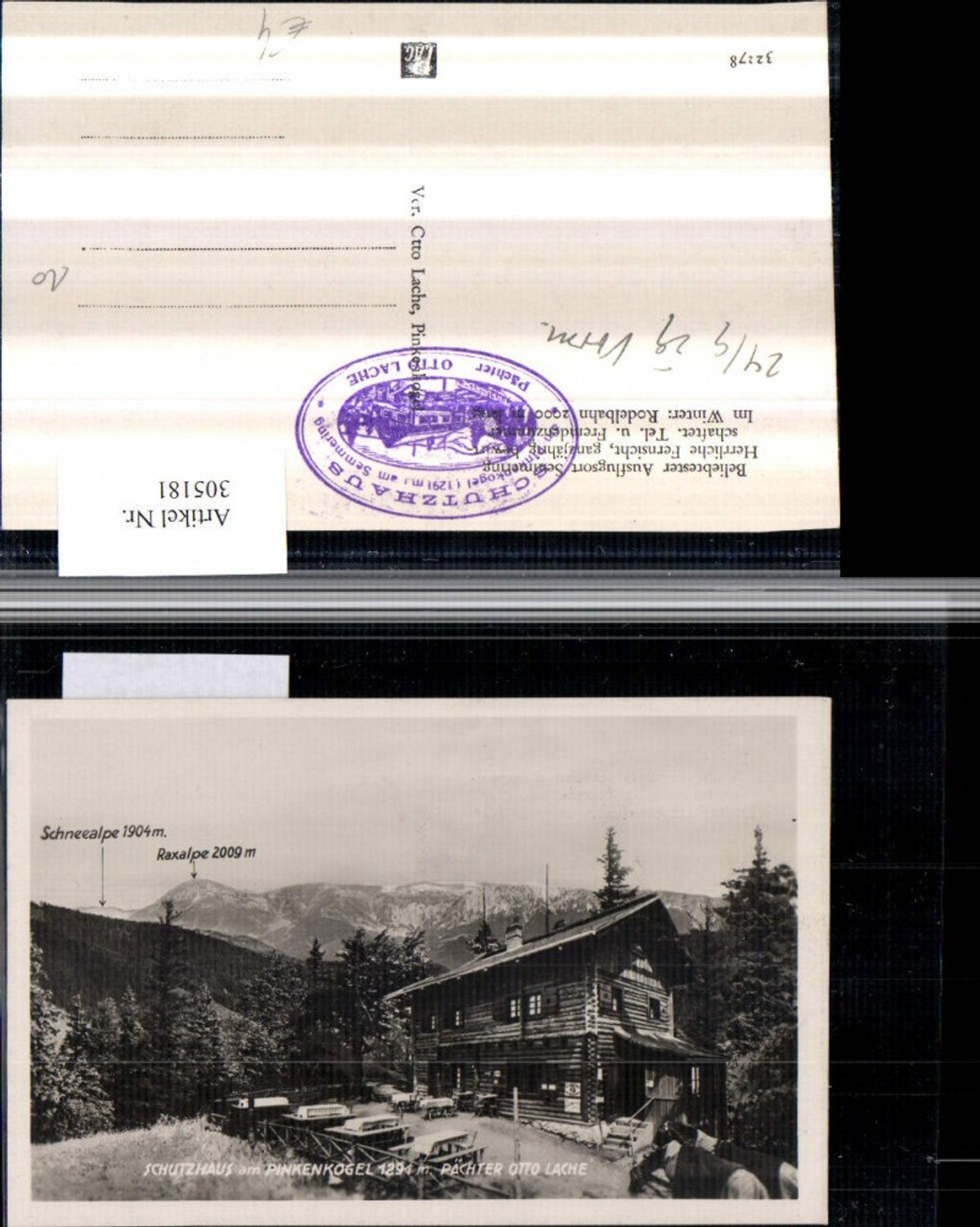 305181,Schutzhaus am Pinkenkogel b. Semmering geg. Rax u. Schneealpe Bergkulisse