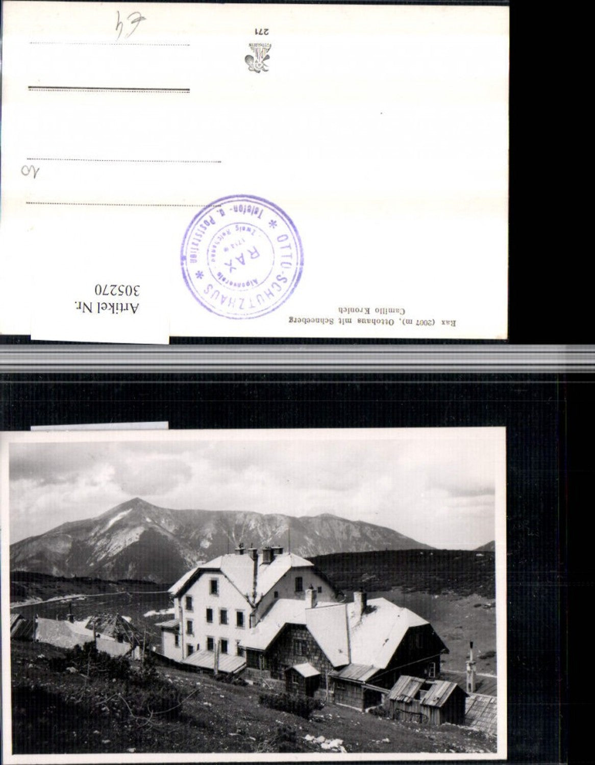 305270,Rax Ottohaus Berghütte m. Schneeberg b. Reichenau Bergkulisse