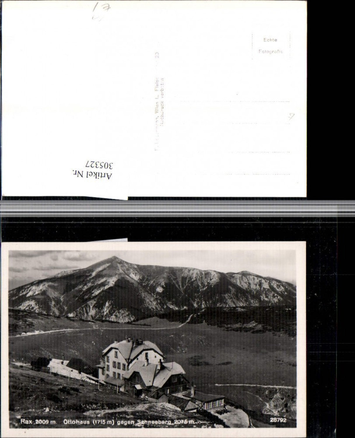 305327,Rax Ottohaus Berghütte geg. Schneeberg b. Reichenau Bergkulisse