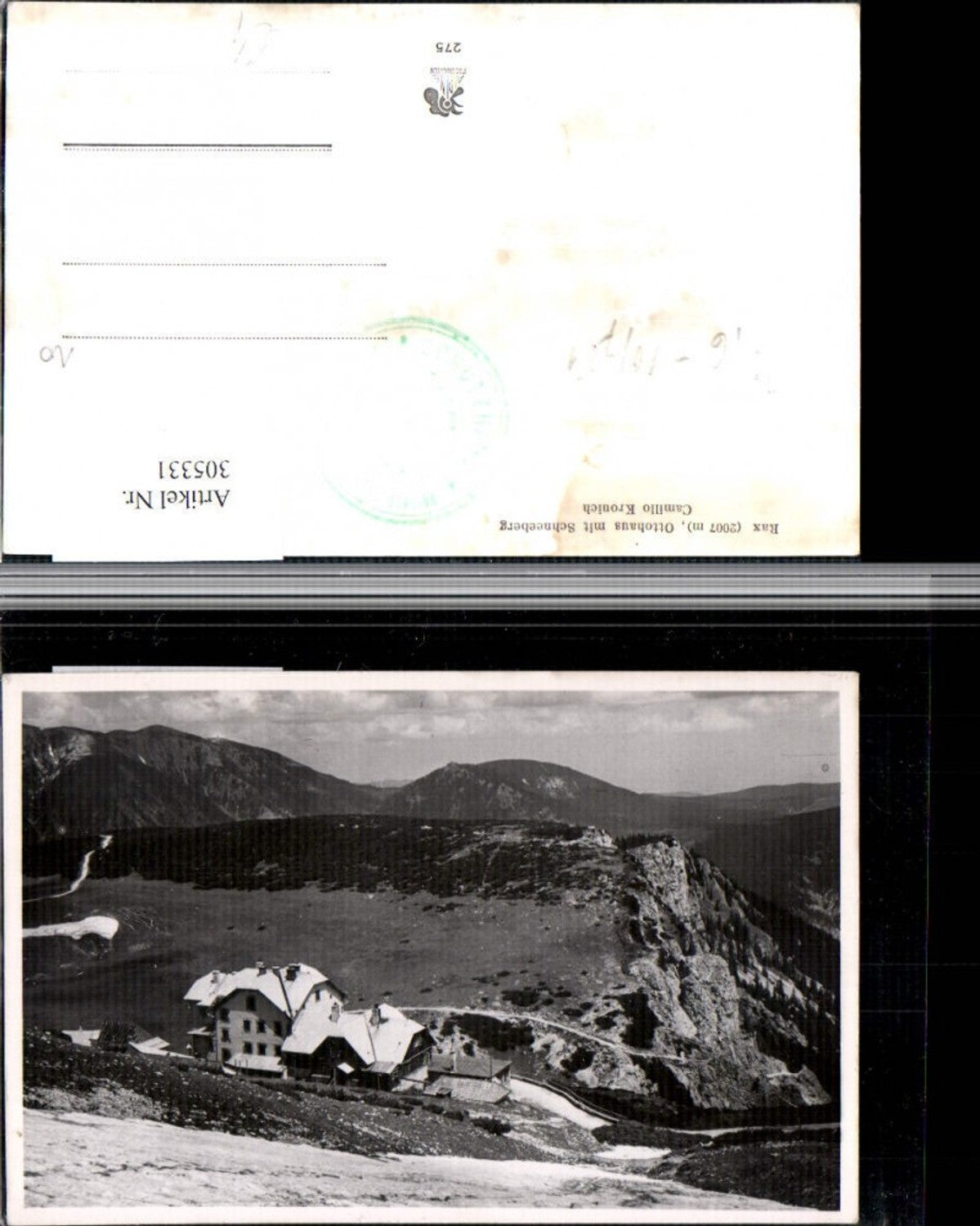 305331,Rax Ottohaus Berghütte m. Schneeberg b. Reichenau Bergkulisse