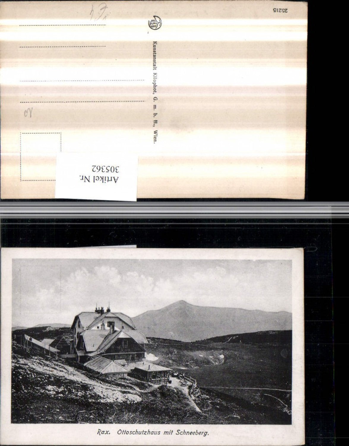 305362, Rax Otto-Schutzhaus mountain hut near Schneeberg near Reichenau, published by Kilophot 25215