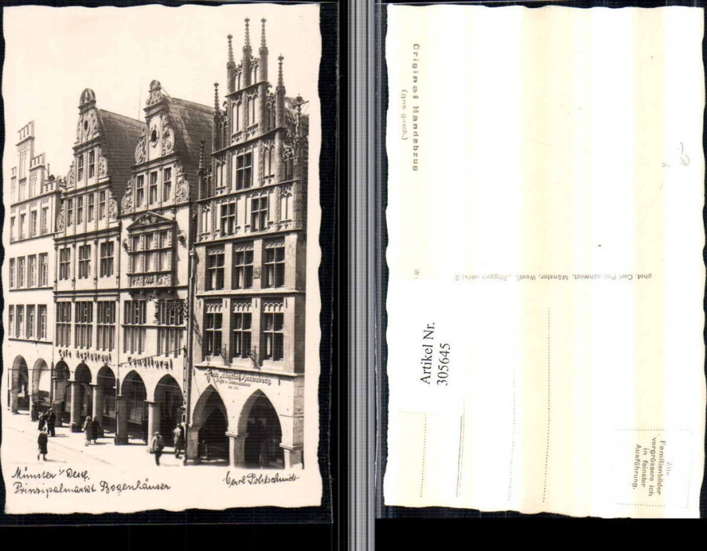 305645,Original Handabzug Münster Prinzipalmarkt Bogenhäuser pub Carl Pohlschmidt