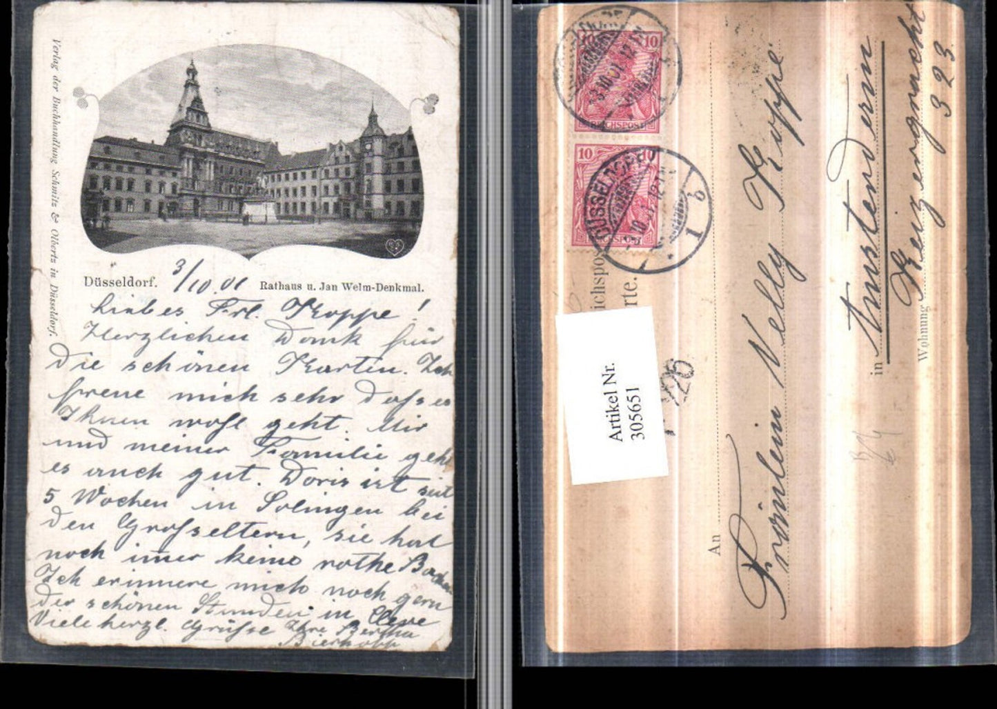 305651,Düsseldorf Rathaus u. Jan Welm-Denkmal Passepartout