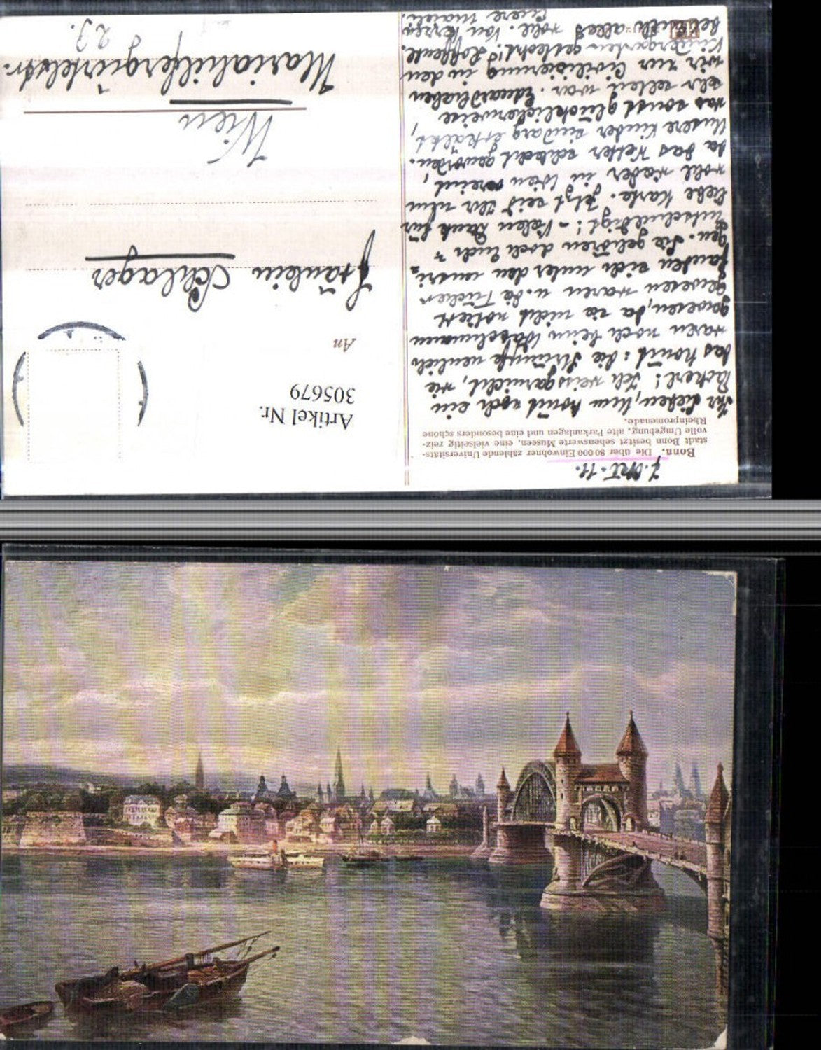 305679,Künstler AK Bonn am Rhein Teilansicht Brücke
