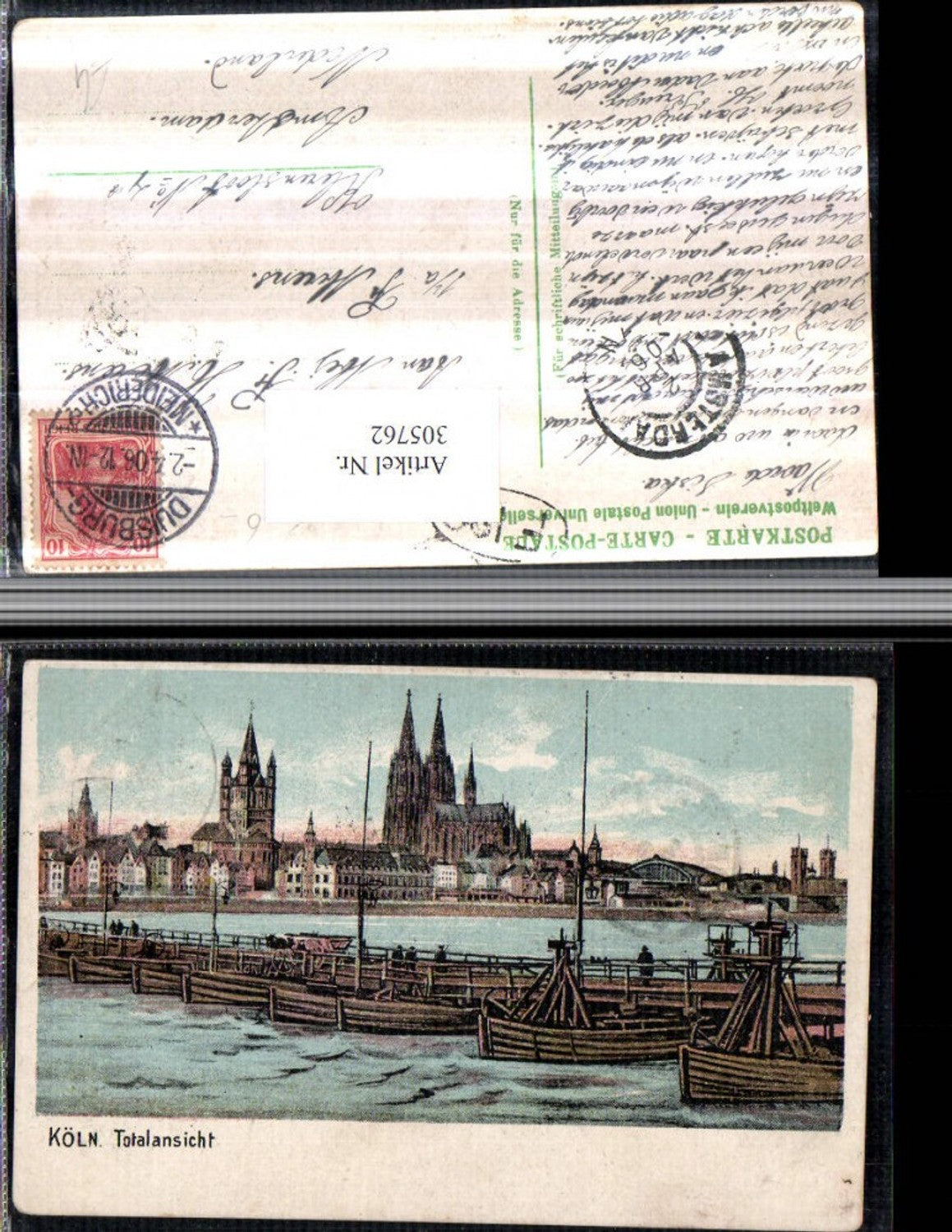 305762,Köln am Rhein Teilansicht Kirche Dom Boote