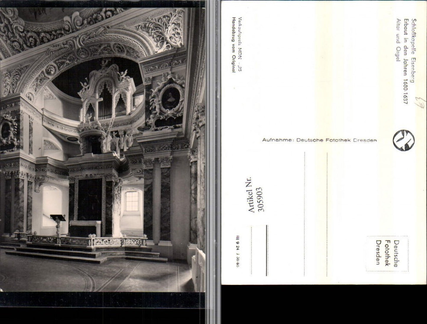 305903,Schlosskapelle Eisenberg Altar m. Orgel