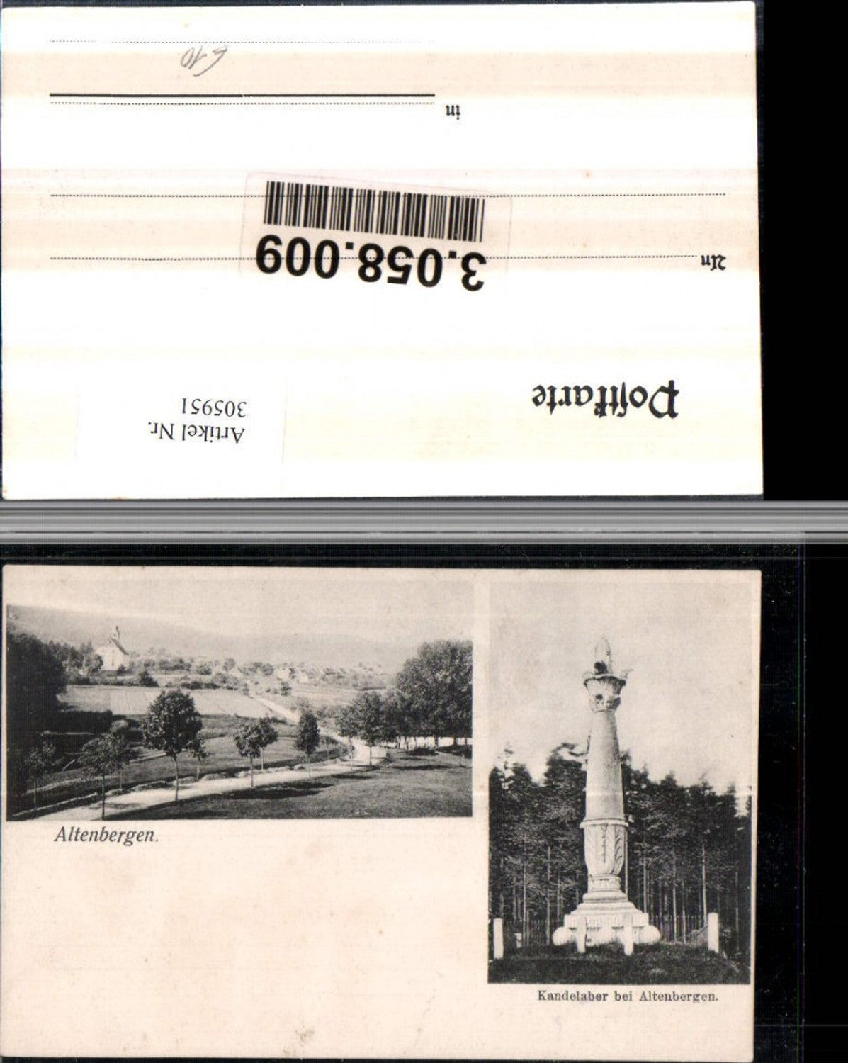 305951,Altenbergen Teilansicht Kandelaber Säule Mehrbildkarte