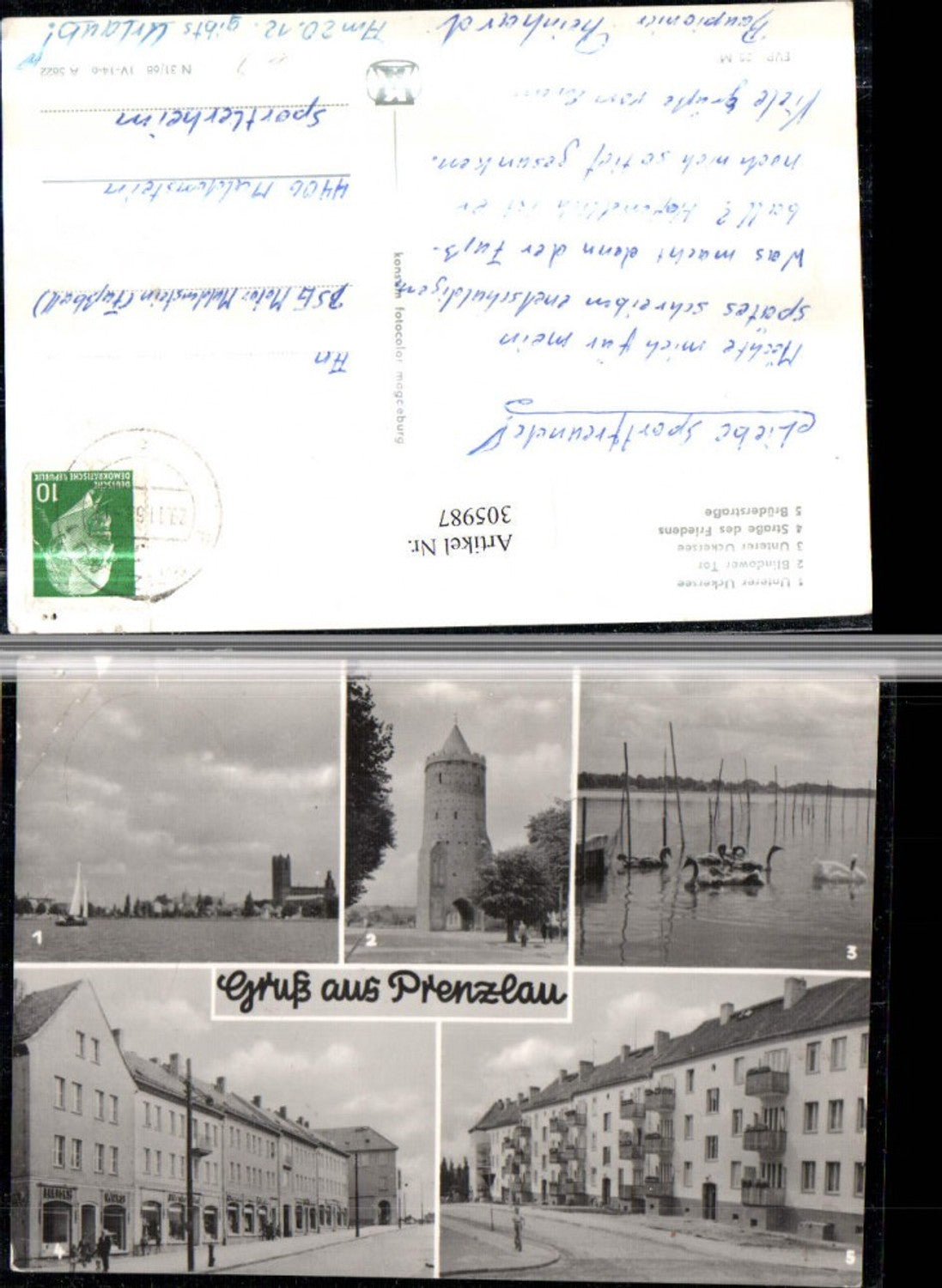 305987,Prenzlau Blindower-Tor Uckersee Brüderstraße Straßenansichten Mehrbildkarte